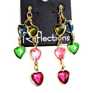 Gold Tone Chain Drop Earrings with Multicolor Crystal Dangles – Women's Jewelry